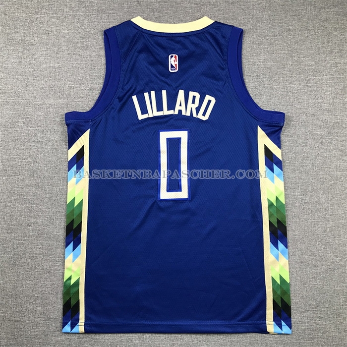 Maillot Enfant Milwaukee Bucks Damian Lillard NO 0 Ville 2022-23 Bleu